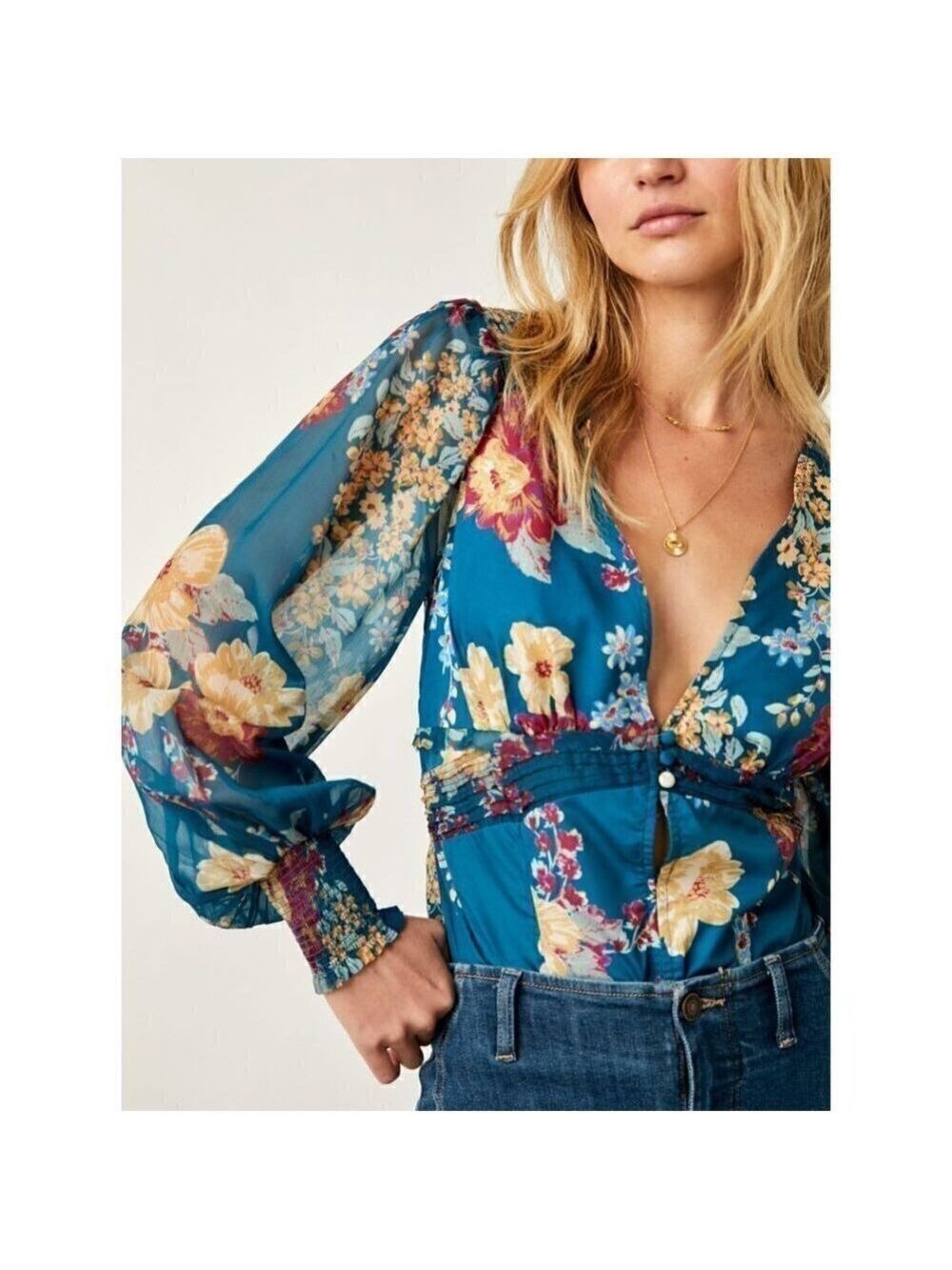 FREE PEOPLE Wanderlust Bodysuit / Jade Combo - Picture 2 of 7